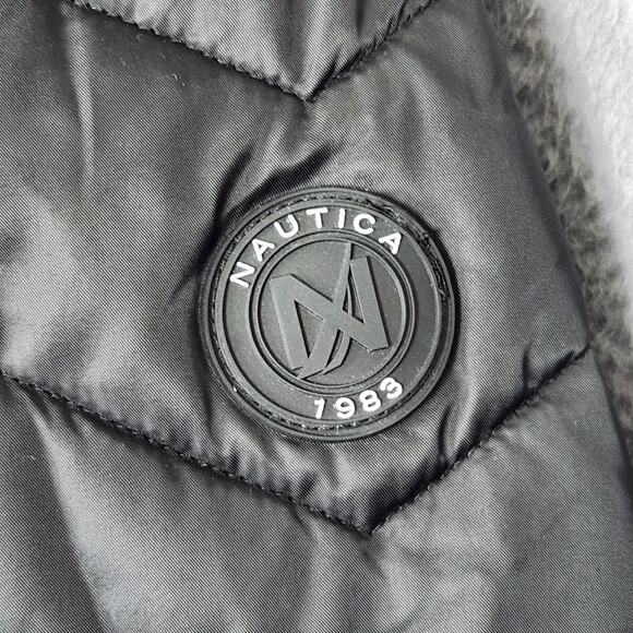 Nautica Jacket Womens 2XL Black Water Resistant Hooded Puffer Faux Fur Trim Coat - Picture 7 of 13